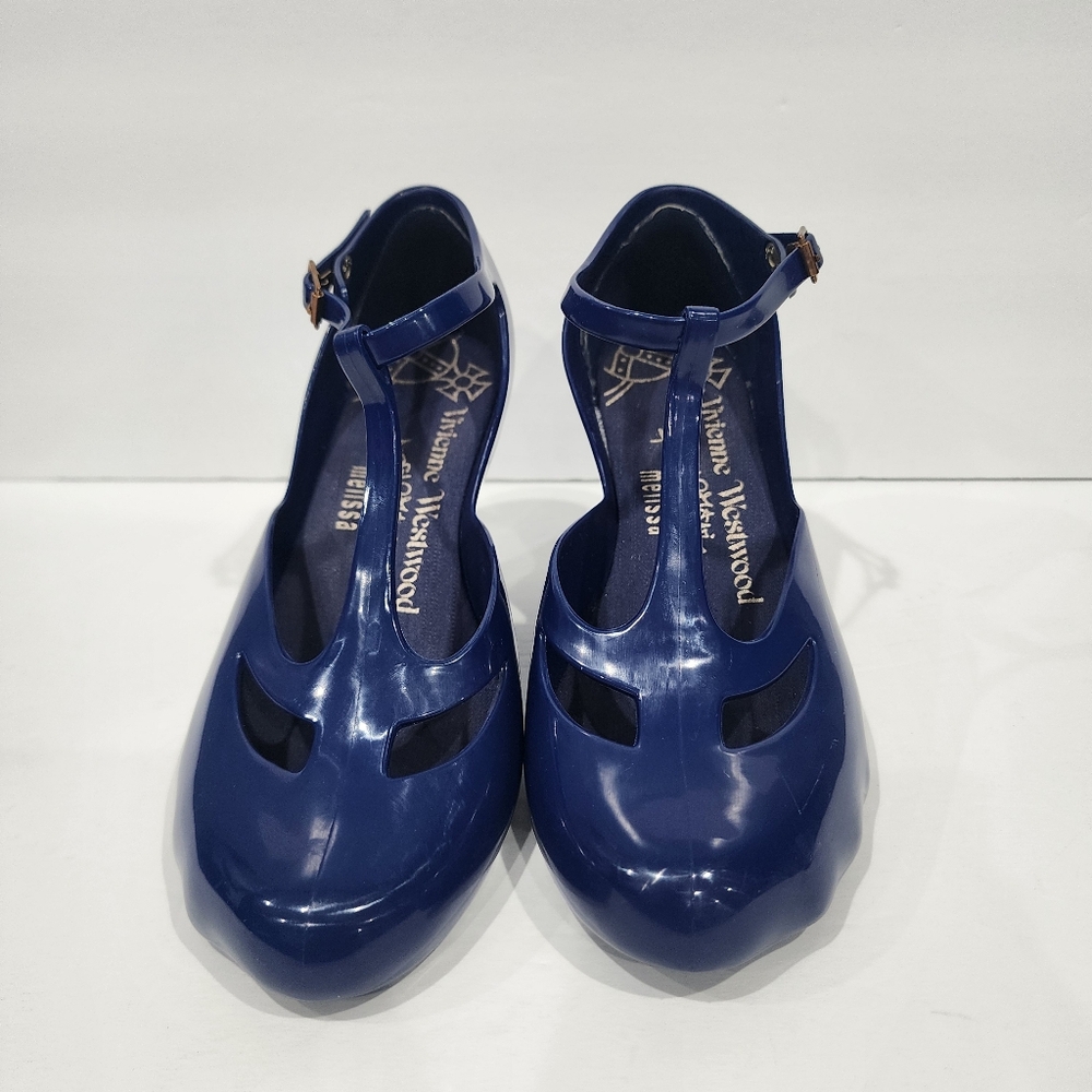 Vivienne Westwood Anglomania + Melissa Blue Jelly T Strap Heels 6 - Picture 1 of 12